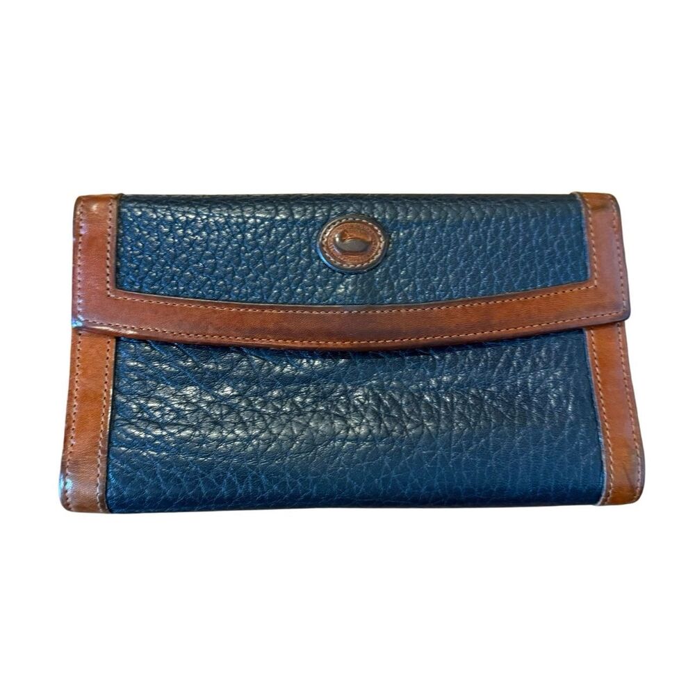 Dooney & Bourke pebbled vintage black and brown leather wallet medium
